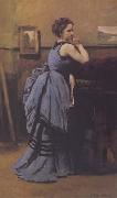 Jean Baptiste Camille  Corot La dame en bleu (mk11) France oil painting artist